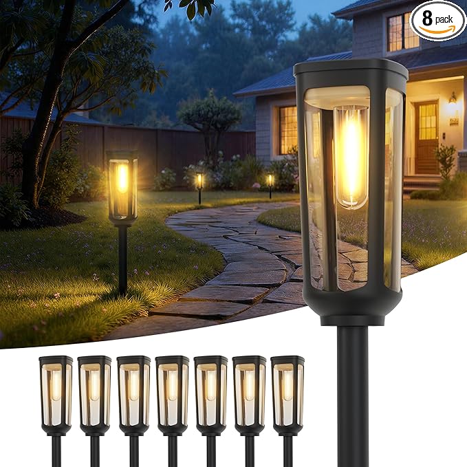 Solar Pathway Lights Outdoor,8 Pack Warm Garden Lights Solar Powered Waterproof IP65,Auto On/Off Outdoor Light for | Lumora