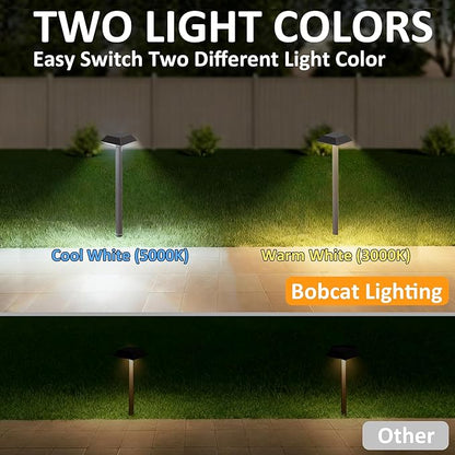 Bobcat Solar Landscape Pathway Lights Super Bright with 2-in-1 Warm White and Daylight Modes, Solar Lights Outdoor Waterproof for Outdoor Path, Sidewalk, Driveway, Yard or Walk Way (4 Pack)