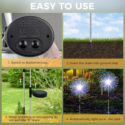 Banax Solar Garden Lights Outdoor Decor 2 Pack Christmas Lights 150 LED Solar Powered Stake Lights for Lawn, Garden, Pathway, Yard & Holiday Decorations(Colorful)