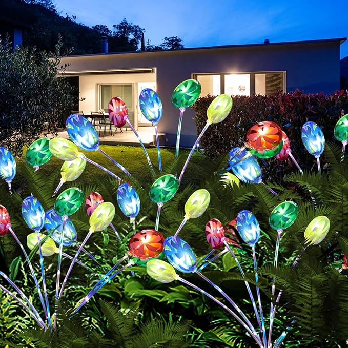 NINIPAPA Solar Garden Lights Outdoor Pathway Lights, 2 Pack Outside Valentines Day Holiday Solar Candy Lollipop | Lumora