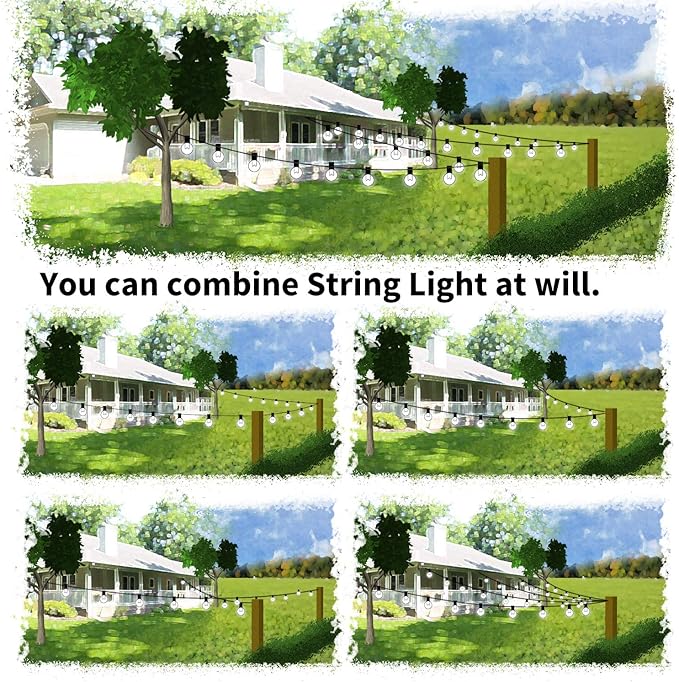 Brightown String Lights Hanging Kit for Outdoor, Includes 100Ft Stainless Steel(304) Suspension Rope Cable in Black | Lumora