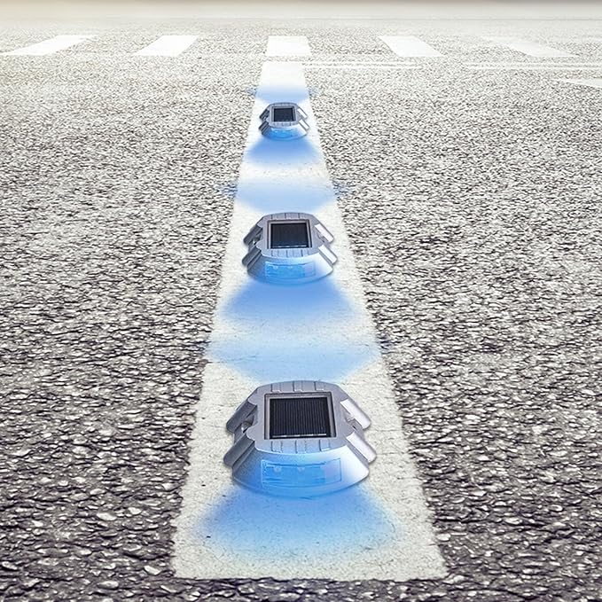 ZJchao Solar Road Stud Light, LED Solar Pathway Marker Powered Road Marker with 6V 1.8W Panel IP68 800M Visibility for Sidewalk Stair Garden Ground (Blue Light)