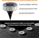 Siatom Stainless Steel Solar Ground Lights 8 Pack, IP68 Waterproof Solar In-Ground Light for Outdoor, Flat | Lumora