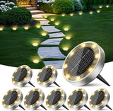 Peasur Solar Ground Lights Outdoor, 8 Pack Flat Solar Powered Disc Lights, IP68 Waterproof, Anti-Rust, Landscape | Lumora