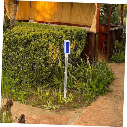 2pcs Solar Roadblock Light Solar Pathway Lights Landscape Lighting Driveway Marker Lights Traffic Stop Light Yard Markers LED Garden Lights Blue Stainless Steel