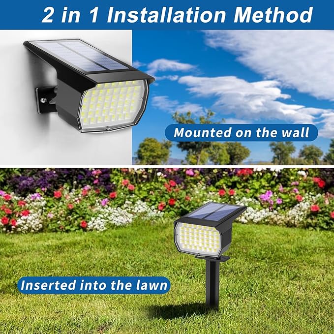 Solar Spot Lights Outdoor Waterproof IP65, 12 Pack Landscape Spotlights with 46 LEDs, 3 Modes Auto On/Off Solar | Lumora
