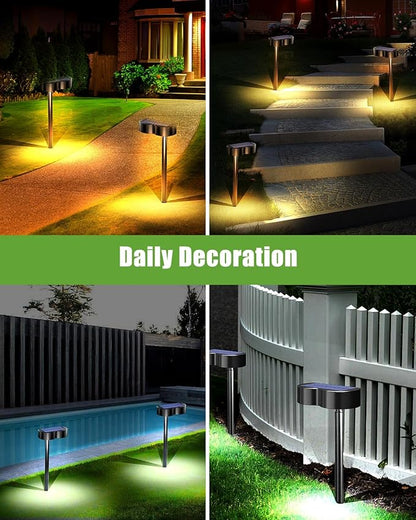 2-in-1 Solar Lights Outdoor 8 Pack with Ground Stakes, RGBWW 10 Fixed Colors & 5 Modes, Waterproof IP65 Solar Landscape Lighting for Outside Garden Lights for Walkway Driveway