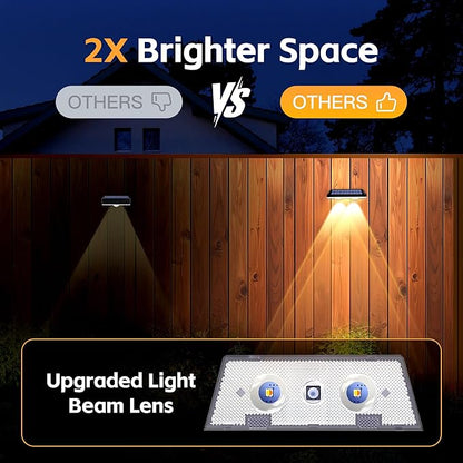 Solar Fence Lights Outdoor, Waterproof LED, 3Lighting Modes (Warm/Neutral/White), SolarPowered Wall Lights with 500mAhBattery,Solar Fence Lights lP65 Weatherprooffor Garden, Yard, Balcony(8-Pack)