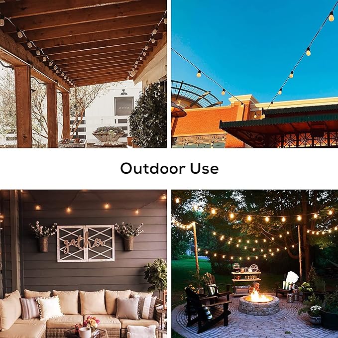 Banord 51FT Outdoor String Lights, Waterproof Patio Lights with 18 Shatterproof LED Bulb Hanging Light String | Lumora