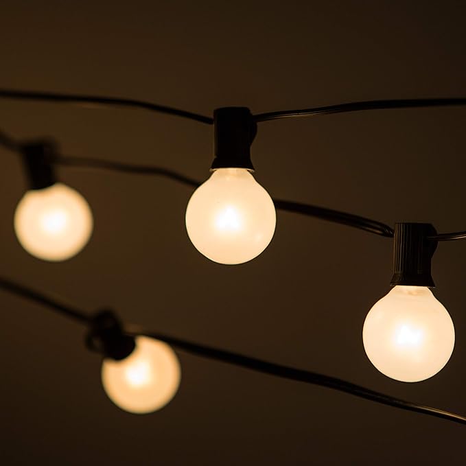 Hometown Evolution, Inc. White Pearl Outdoor Patio Globe String Lights (50 Foot 50 Socket, G40 White Pearl 1.6 Inch | Lumora