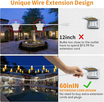 Aialun 96FT LED Outdoor String Lights, Outside Patio Backyard Light with 2700K Shatterproof Edison Bulbs, Heavy-Duty Commercial Grade Weatherproof Strand Decorative Café Porch Bistro Garden Tree