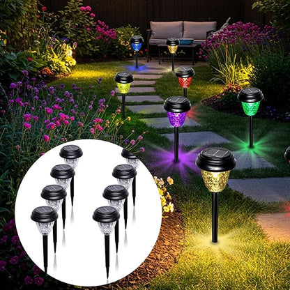 Solar Garden Lights Outdoor, 8 Pack Color Changing LED Pathway Lights Waterproof Solar Powered Landscape Lighting for Yard Patio Walkway Lawn