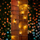 Novelty Lights 24-Pack, 25 Feet 50 Light Brown Wire LED Christmas Lights Outdoor, Commercial Grade, Yellow, 5mm | Lumora