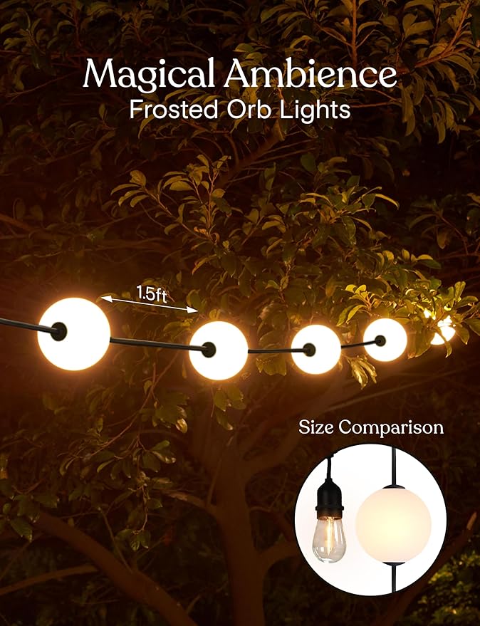 Brightech Bundle: 27 ft Solar String Lights, 1W Soft White + 30 ft Orb Plug in String Lights Warm White | Lumora