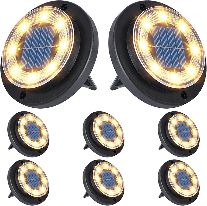 Flacchi Solar Lights Outdoor - Solar Powered Ground Lights Outdoor Solar Disk Light Waterproof Landscape Light for | Lumora