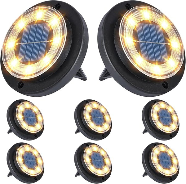 Flacchi Solar Lights Outdoor - Solar Powered Ground Lights Outdoor Solar Disk Light Waterproof Landscape Light for | Lumora