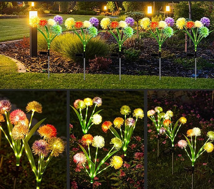 2PCS Solar Lights for Outside,Solar Pathway Lights Outdoor 50LED,Solar Dandelion Garden Lights,Onion Solar Lights Gardening Ornaments for Party Christmas Yard Patio Fence Landscape