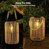 Livinlarge Solar Lantern Outdoor Waterproof,Large Rattan Lantern Outdoor Hanging with Handle,Bright Solar Lights | Lumora