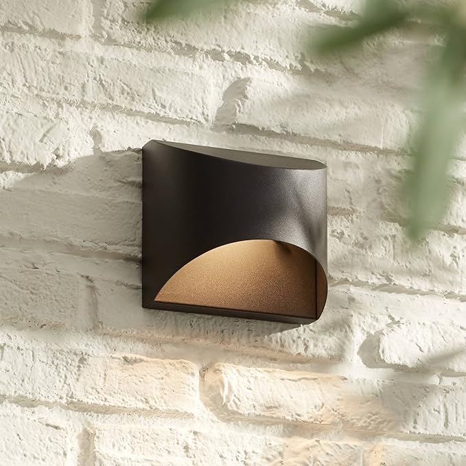 Possini Euro Design Ratner Modern Outdoor Wall Light Fixture Black LED Downlight Dark Sky 5 1/2" for Exterior Barn | Lumora