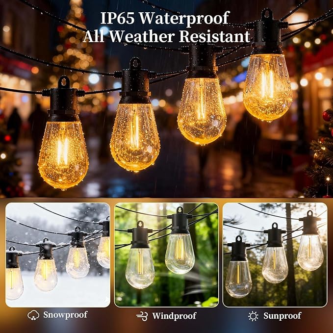 25FT Outdoor String Lights IP65 Waterproof Patio Lights with 8 + 1 Shatterproof LED Bulbs Commercial Grade LED | Lumora