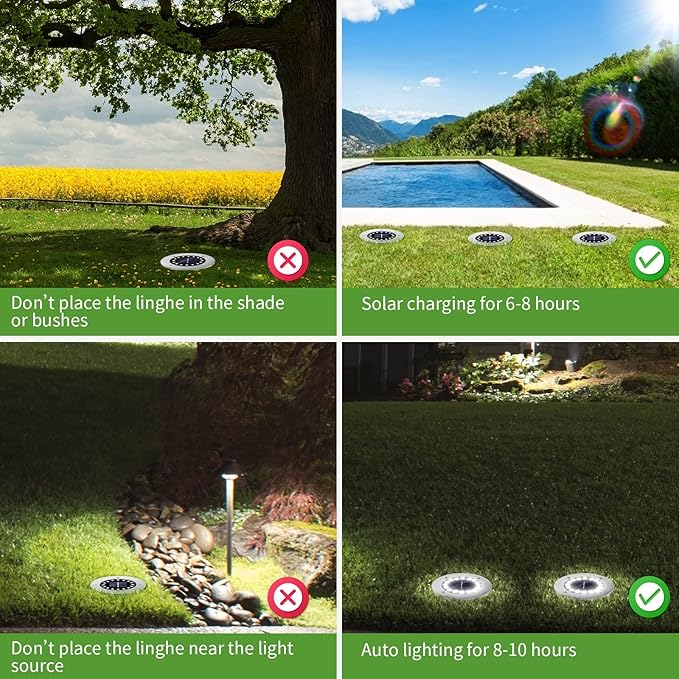 NFESOLAR Solar Lights Outdoor with 16 LEDs, Bright Solar Ground Lights Outdoor Waterproof for Yard Garden Lawn | Lumora