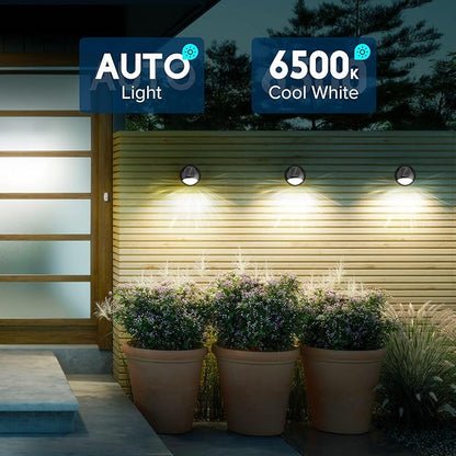 JJX Solar Fence Lights 2 Pack, Solar Deck Lights Outdoor Waterproof Stair Outdoor Step Light for Outside, Deck, Patio, Pathway and Yard, Warm White