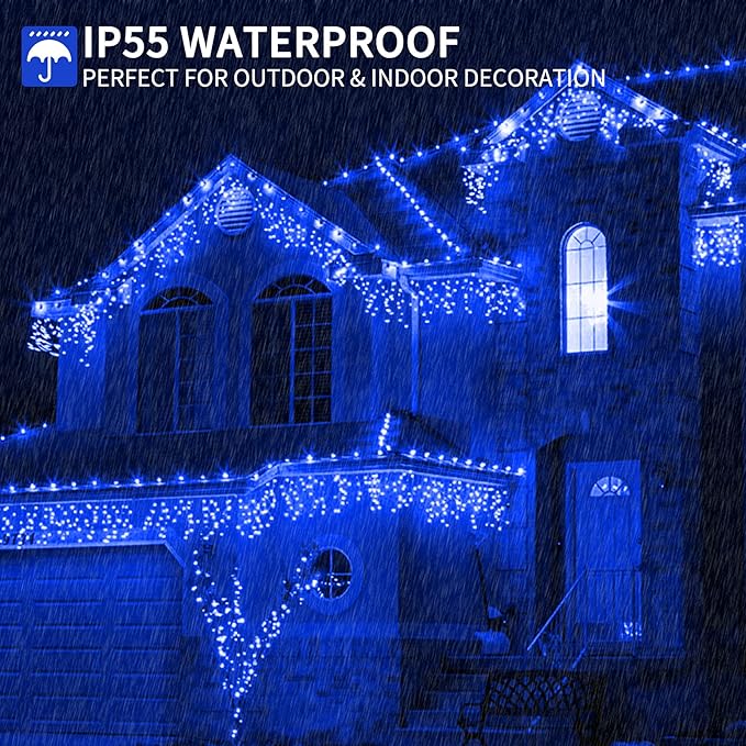 105FT 300LEDs Christmas Lights Outdoor Indoor 8 Modes for Christmas Tree Party Decoration, 100% UL Listed (Blue | Lumora