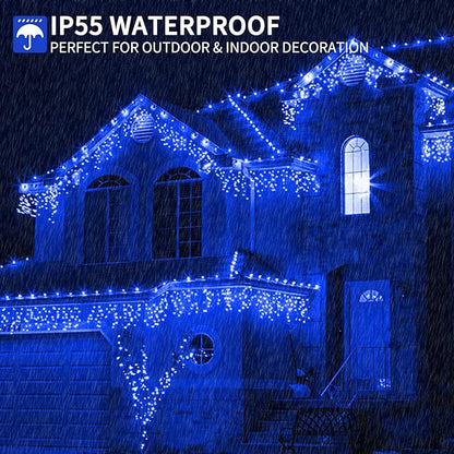 105FT 300LEDs Christmas Lights Outdoor Indoor 8 Modes for Christmas Tree Party Decoration, 100% UL Listed (Blue, 105 FT)