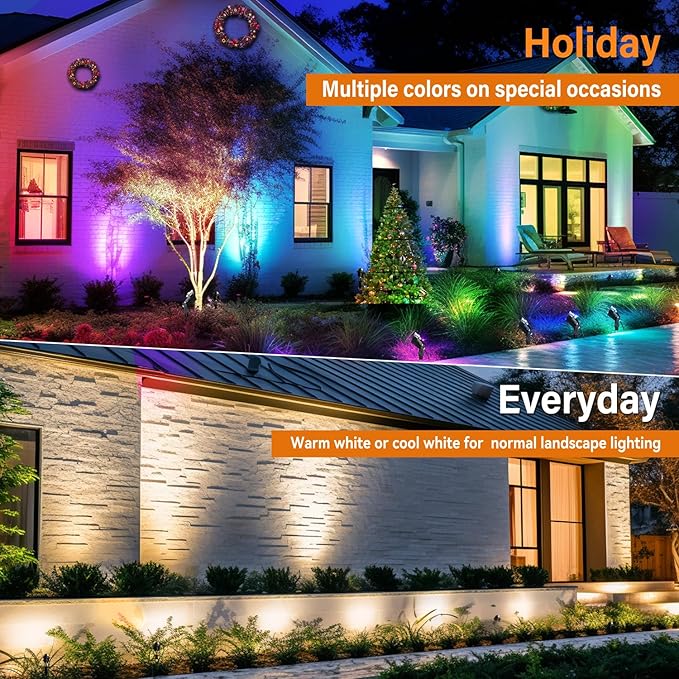 RGBW Low Voltage Landscape Lights, 16 Color Changing Outdoor Landscape Lighting with Remote Control IP67 Waterproof | Lumora