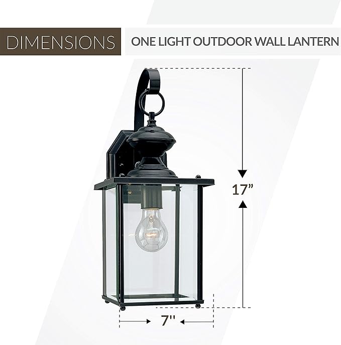 Generation Lighting 8458-12 Jamestowne Outdoor Wall Lantern Outside Fixture, One - Light, Black | Lumora