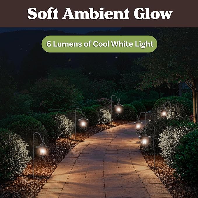 Pure Garden Hanging Solar Coach Lights, 26 Outdoor Lights with Hanging Hooks, Set of 4