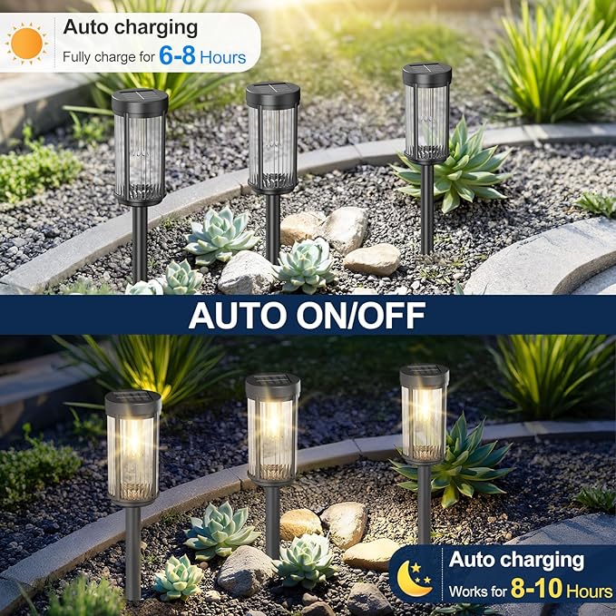 EXCMARK 12 Pack Outdoor Solar Lights Waterproof for Yard Garden Walkway Pathway Lawn Decorative Contemporary | Lumora