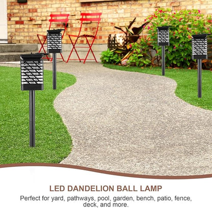 Vintage Solar Landscape Light Outdoor Lawn Lamp with Warm Black Flame Effect, Geometric Shade Pathway Hanging and Ground Stake Garden Lighting for Yard and Patio