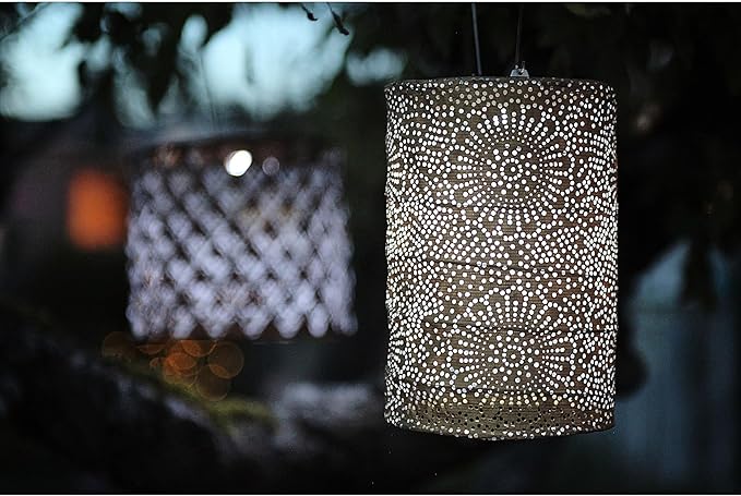 Soji Stella LED Outdoor Solar Lantern, Handmade with Weather-Resistant UV Treated Tyvek Fabric, Stainless Steel | Lumora