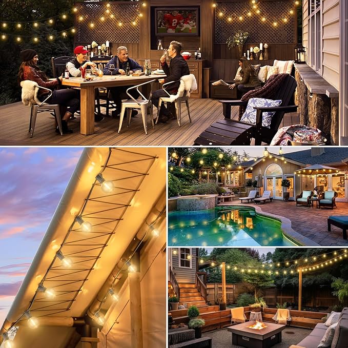 Bosceos 100ft Outdoor G50 LED Globe String Lights Dimmable Waterproof Shatterproof Light Strings with 52 Bulbs | Lumora