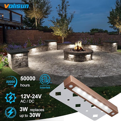VOLISUN 8 Pack 7 Inch Retaining Wall Lights, Waterproof LED Hardscape Lighting, Cuttable Low Voltage Landscape Lighting, 12V Paver Lights, 3W Outdoor Step Lights, 5000K Daylight, ETL