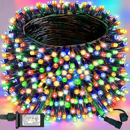 Decute 300LED Christmas String Lights Outdoor Waterproof 105FT UL Certified with End-to-End Plug 8 Modes, Multicolor Indoor Starry Fairy Lights for Christmas Tree Patio Garden Wedding Party Decor
