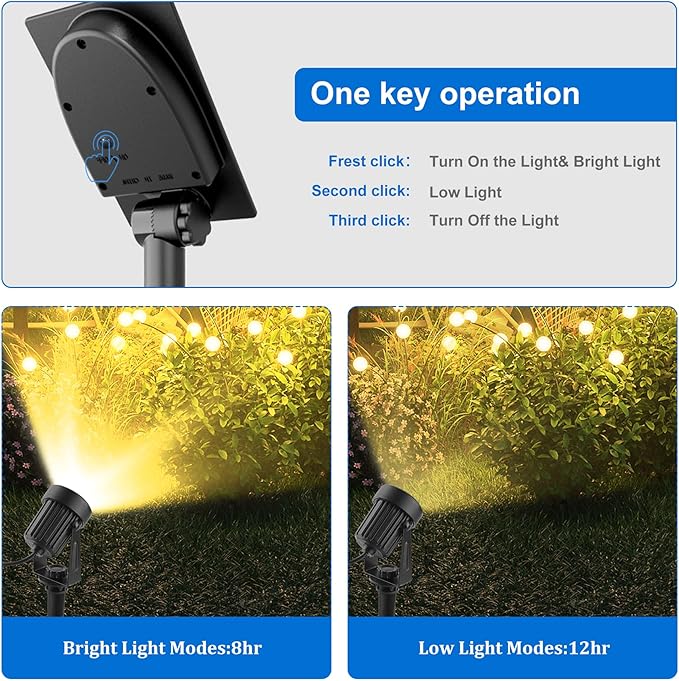 Solar Spot Lights Outdoor, Dusk to Dawn Landscape Spotlights IP65 Waterproof 9.8ft Cable,Solar Uplights for Tree | Lumora