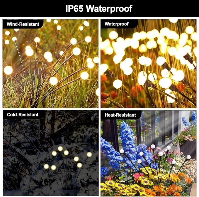 Firefly Lights Solar Outdoor, 8 Modes 800mAh Swaying Solar Firefly Garden Lights Stakes Outdoor Waterproof for | Lumora