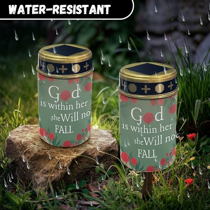 Generic God Pattern Solar Lights Outdoor Text Print Solar Garden Light Waterproof Solar Light Landscape Path Light Portable Book Light for Prayer