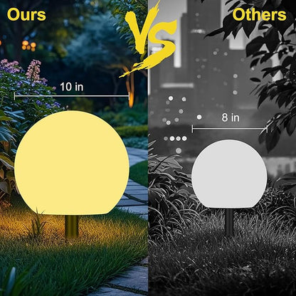 Ball Light, Outdoor Glow Globe Light with Remote Control, LED Solar Gazing Ball Night Light 10 Modes RGB Color Changing, Waterproof Solar Globe for Garden Yard Pathway Decor (10 inch)
