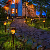 10 Pack Solar Pathway Lights Outdoor - Bright Solar Powered Garden Lights with Flickering Flame, Auto On/Off | Lumora