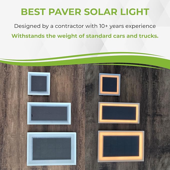 LUMENGY Solar Paver Light 4×8 inch (3.93x7.87), Stainless Steel with Tempered Glass, 2700K - Outdoor Path Light | Lumora