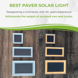 LUMENGY Solar Paver Light 4×8 inch (3.93x7.87), Stainless Steel with Tempered Glass, 2700K - Outdoor Path Light | Lumora