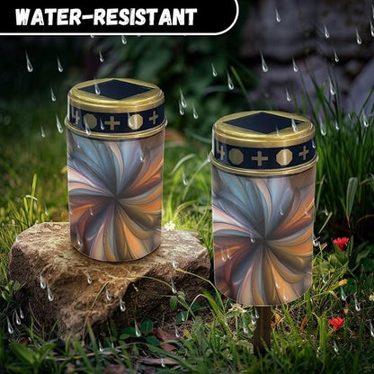 3D Floral Print Solar Lights for Cemetery Removable Easy to Install Solar Outdoor Lights Decoration Stylish Garden Light Stake for Desk Deck Pathway Tombstone Garden Lighting