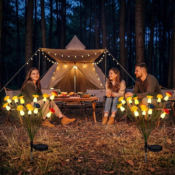Riakrum 2 Pack Solar Mushroom Lights for Garden Decorative, 23 Inches 24 LED Waterproof Outdoor Light for Yard, Landscape, Path, Pathway, Lawn, Walkway, Driveway, Outside Backyard Decor