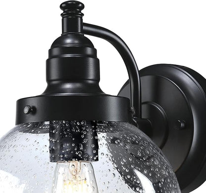 Westinghouse 6121300 Eddystone Traditional One Light Outdoor Wall Fixture, Matte Black Finish, Clear Seeded Glass