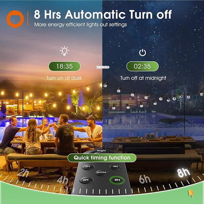addlon 31FT (25+6) Solar String Lights with Remote, 13 Shatterproof G40 Bulbs, Solar Powered & USB Charging Patio Lights, Dimmable Waterproof Solar Light Outdoor for Camping Porch Backyard Party Decor