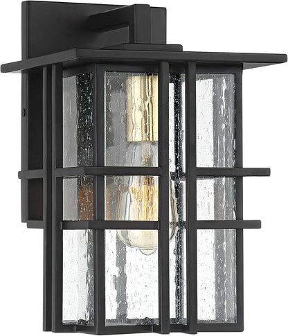 Possini Euro Design Arley Modern Outdoor Wall Light Fixture Black Geometric Frame 12" Seedy Glass for Exterior Barn Deck House Porch Yard Patio Outside Garage Front Door Garden Home Roof Lawn