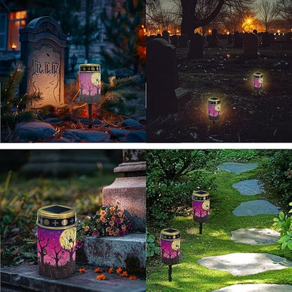 Halloween Outdoor Solar Lights Waterproof Cemetary Solar Light 2 Pcs Solar Lights for Cemetery Gravesite Memorial Solar Lights for Graves